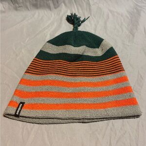 Patagonia Striped Beanie in Orange, Green, and Gray